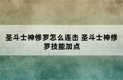 圣斗士神修罗怎么连击 圣斗士神修罗技能加点